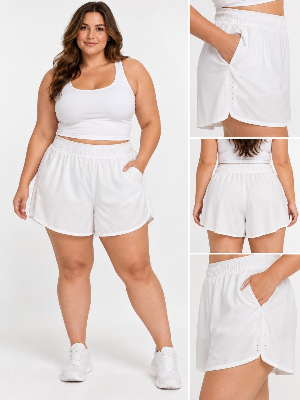 Old Navy White Plus-Size Athletic Shorts with Side Pockets